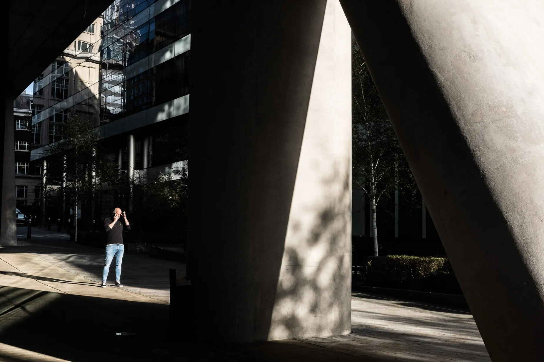 Man discussing a project Angel Lane City of London
