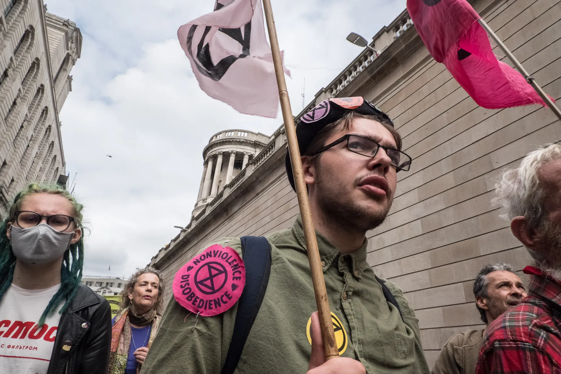 Extinction Rebellion protesters outside the Bank of England