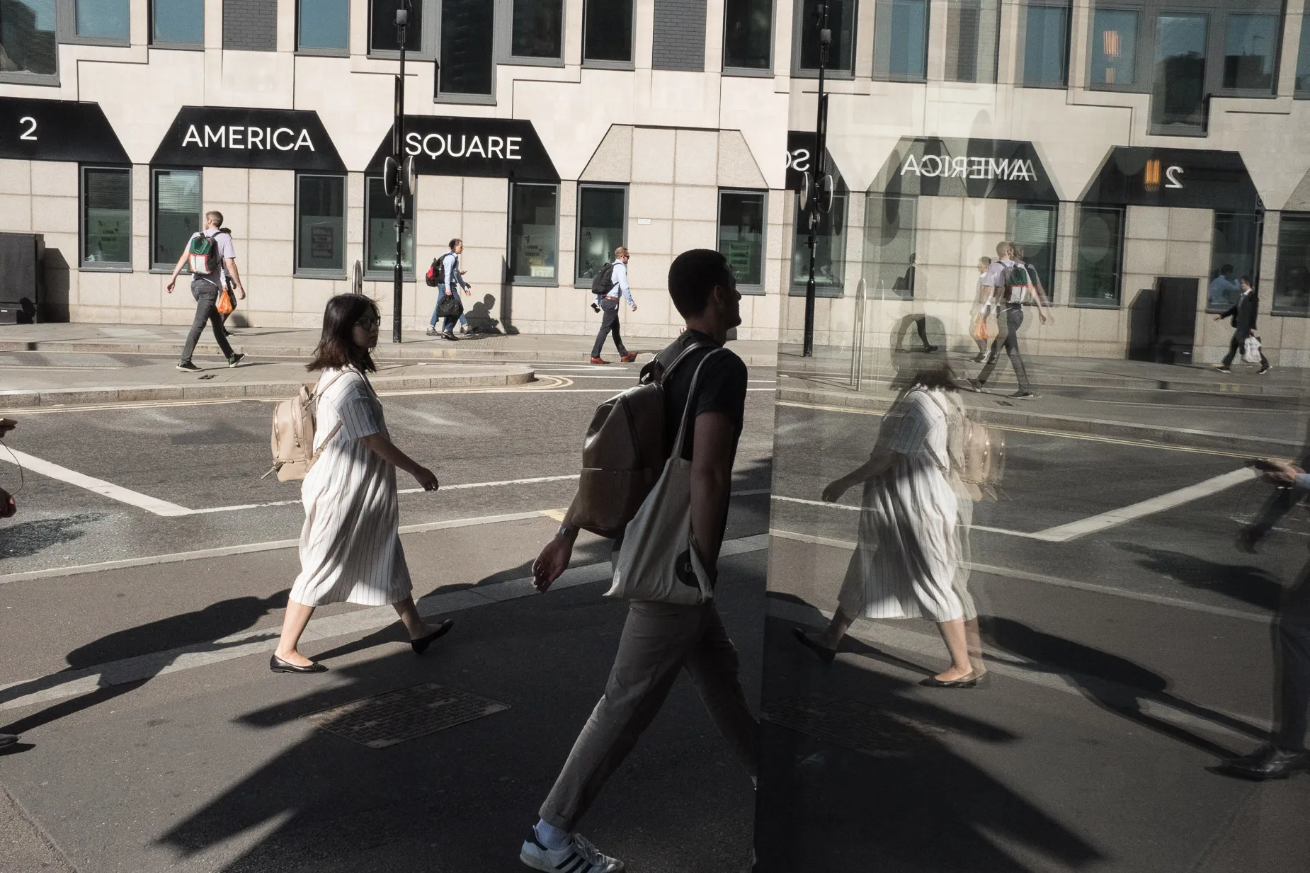 Morning commuters entering the City of London